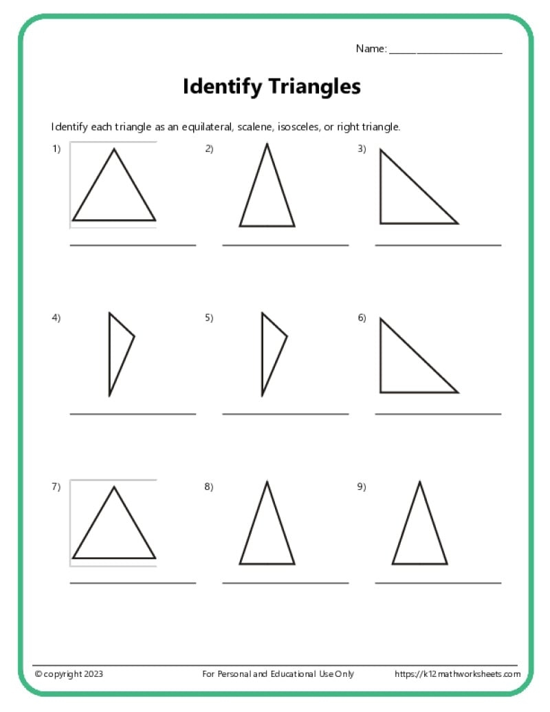 Identify And Classify Triangles Worksheets K12 Math Worksheets