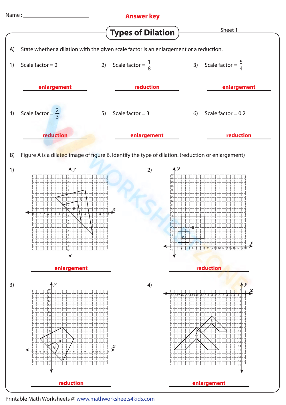 Identifying The Type Of Dilation Worksheet Worksheets Library