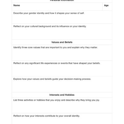 Identity Worksheet