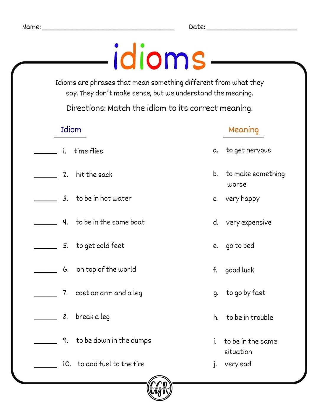idioms worksheets pdf idioms worksheets pdf