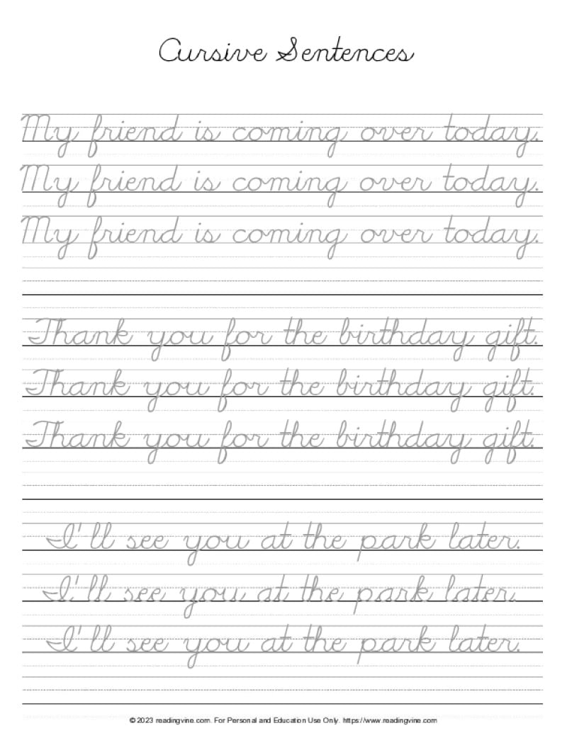 cursive practice adults