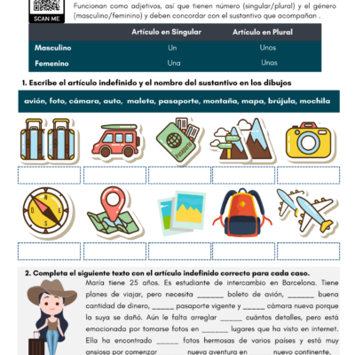Indefinite Articles In Spanish PDF Worksheet Spanish Learning Lab