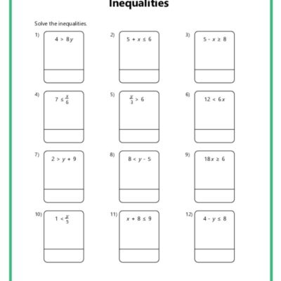 Inequalities Worksheets