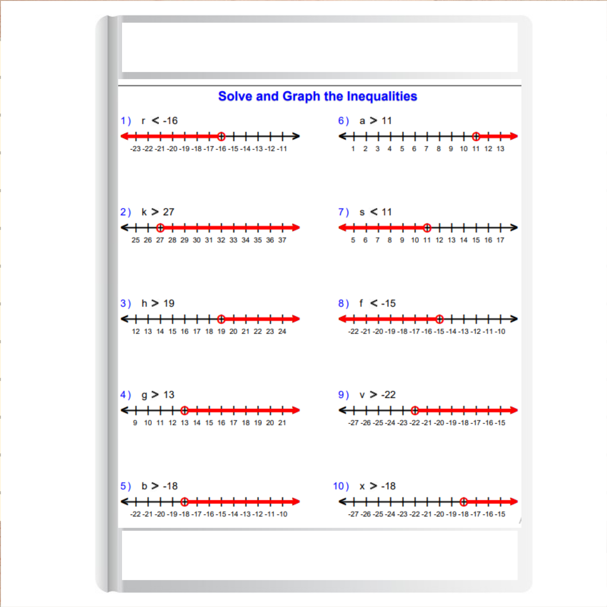 Inequalities Worksheets One Step Inequalities By Adding And Subtracting Made By Teachers
