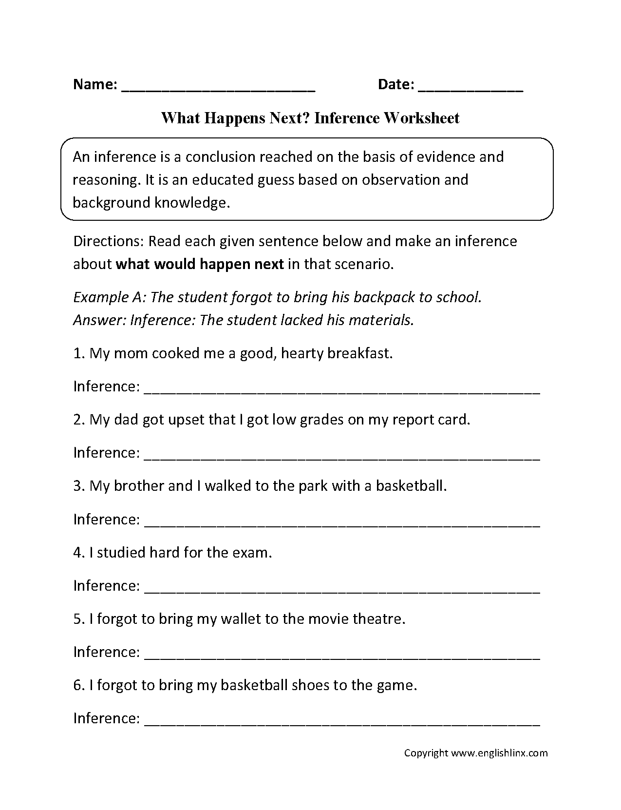 Inference Worksheets Printable Inference Practice For Grades 4 12