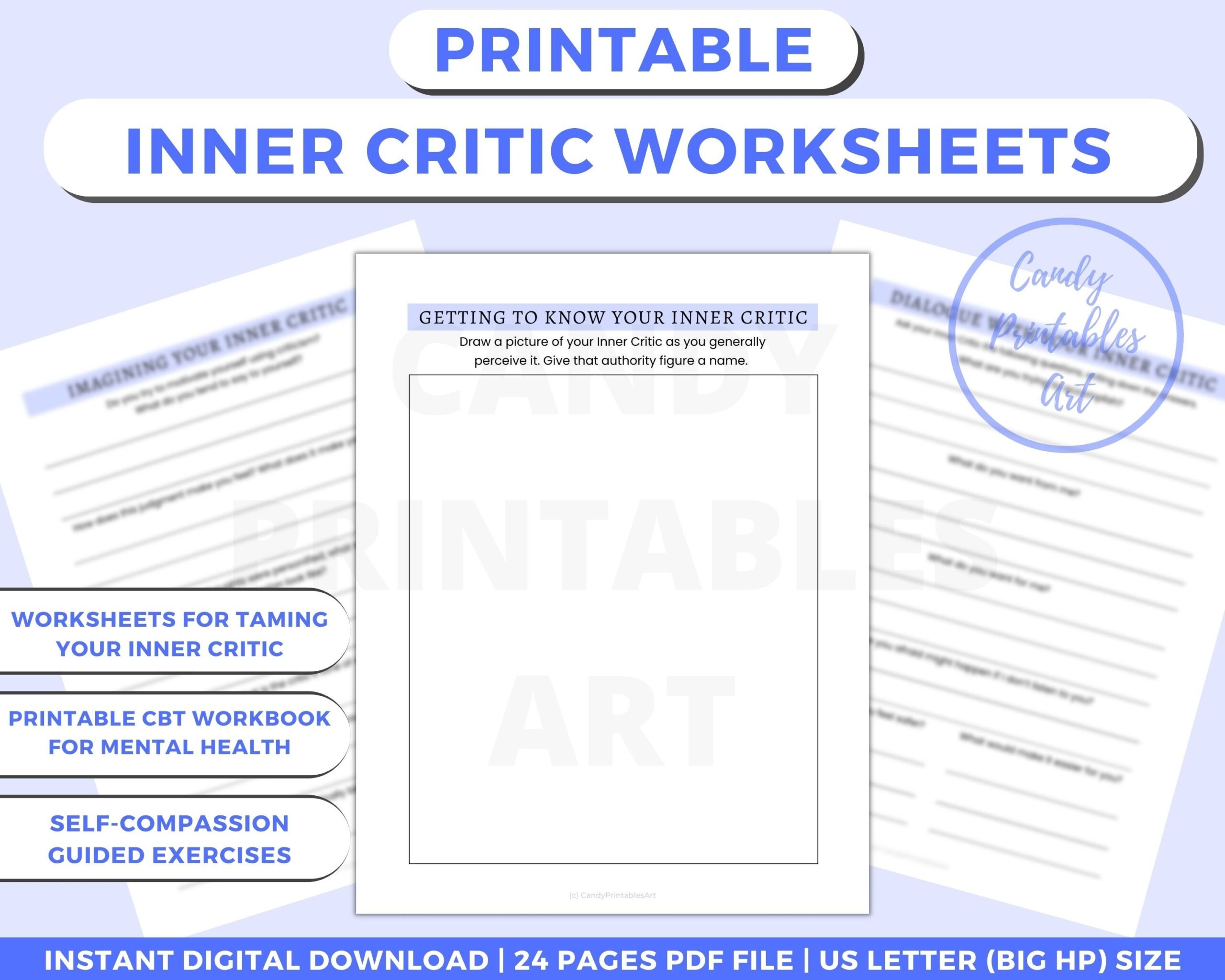 Inner Critic Worksheets Self healing Therapy Tool PDF Etsy Israel Inner Critic Worksheets Self healing Therapy Tool PDF Etsy Israel
