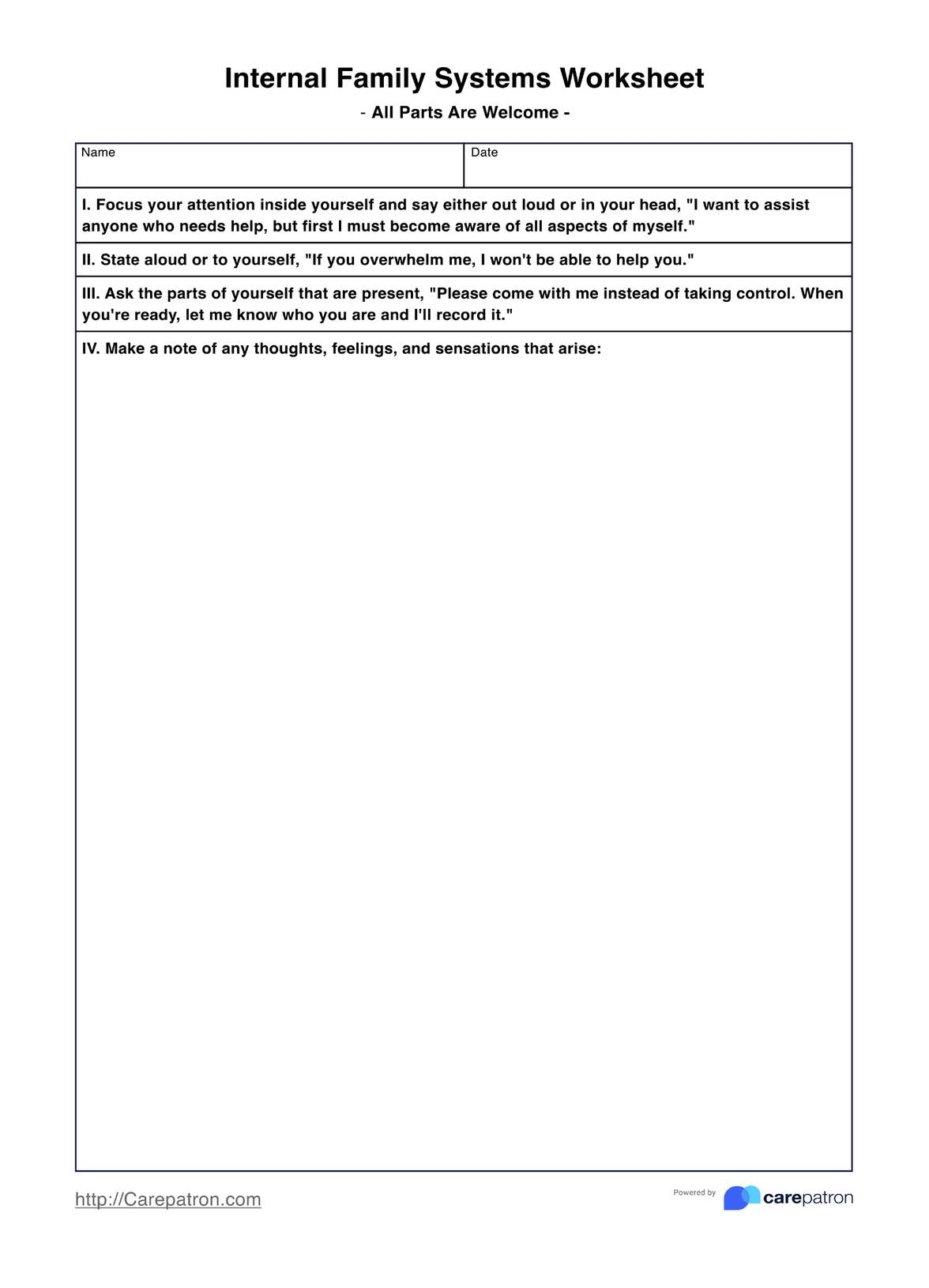 Internal Family Systems Worksheets Internal Family Systems Worksheets