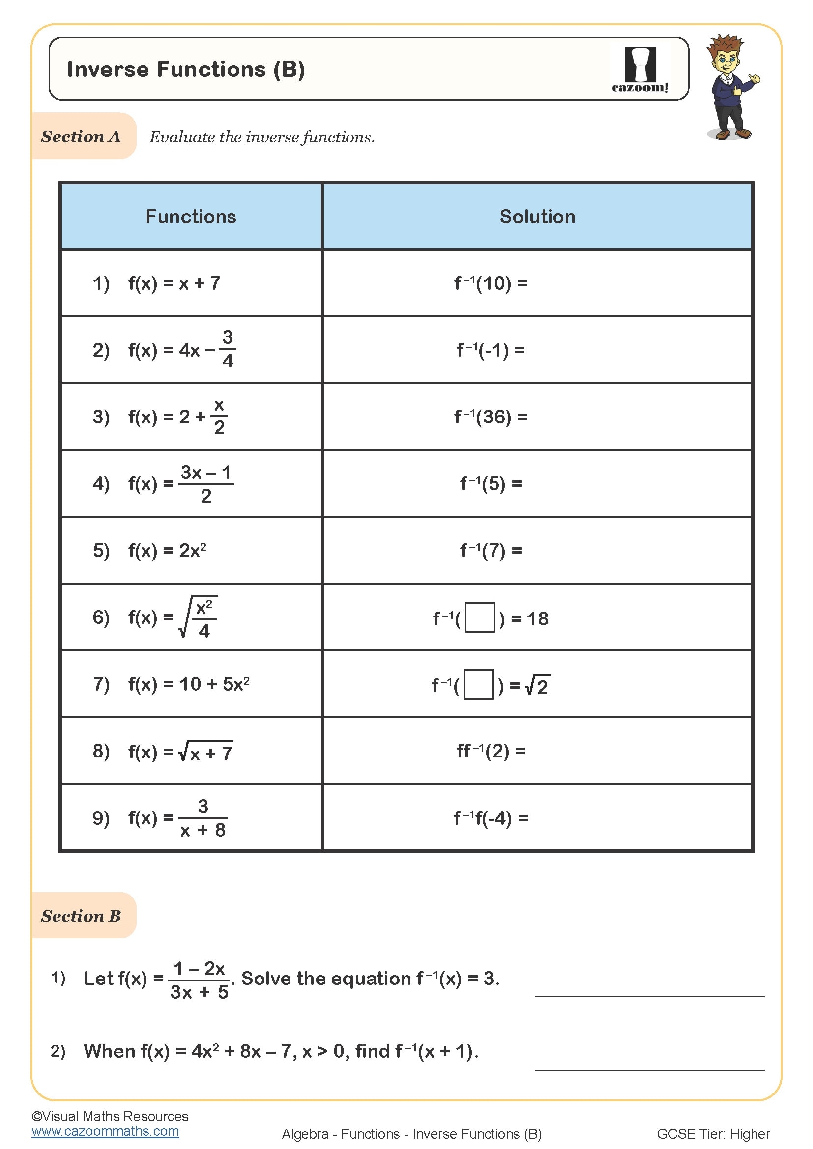 functions pdf worksheet