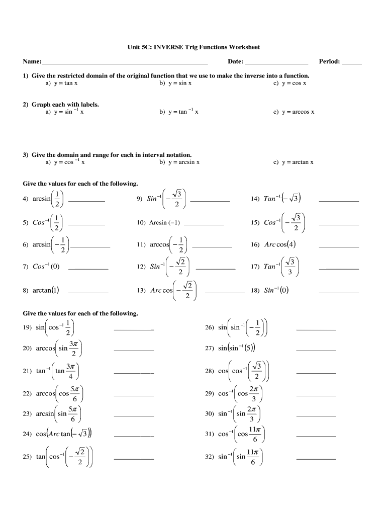 Inverse Trigonometric Functions Worksheet With Answers Pdf Fill Online Printable Fillable Blank PdfFiller Inverse Trigonometric Functions Worksheet With Answers Pdf Fill Online Printable Fillable Blank PdfFiller