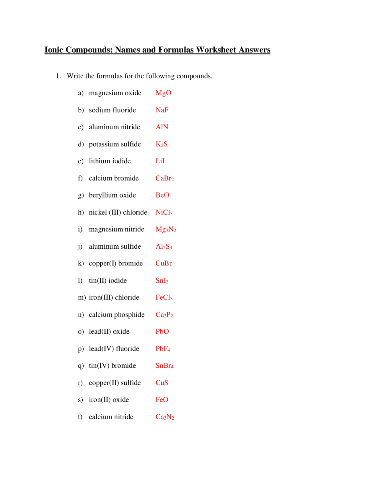 Ionic Compounds Names And Formulas Worksheet Answers Exercises Worksheets Library Ionic Compounds Names And Formulas Worksheet Answers Exercises Worksheets Library