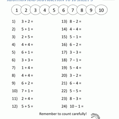 Kindergarten Addition And Subtraction Worksheets