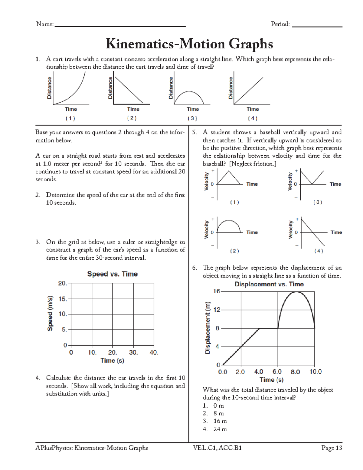 Kinematics Motion Graphs Worksheet Physics 101 Studocu Kinematics Motion Graphs Worksheet Physics 101 Studocu