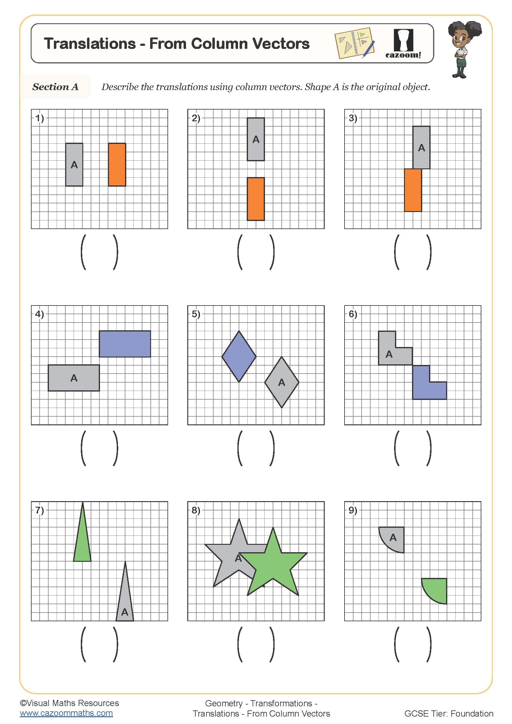 KS3 And KS4 Transformations Worksheets Transformations Of Graphs Worksheet Printable Transformation Reflection Rotation And Translation Worksheets PDF And Free Samples Downloads Cazoom Maths