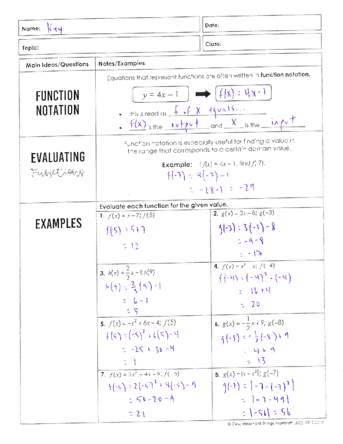 L4 Evaluating Functions Detailed Answer Key For Students Studocu L4 Evaluating Functions Detailed Answer Key For Students Studocu