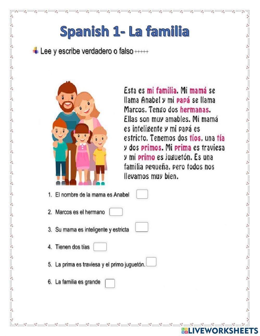 La Familia Online Exercise For 9 Worksheets Library La Familia Online Exercise For 9 Worksheets Library
