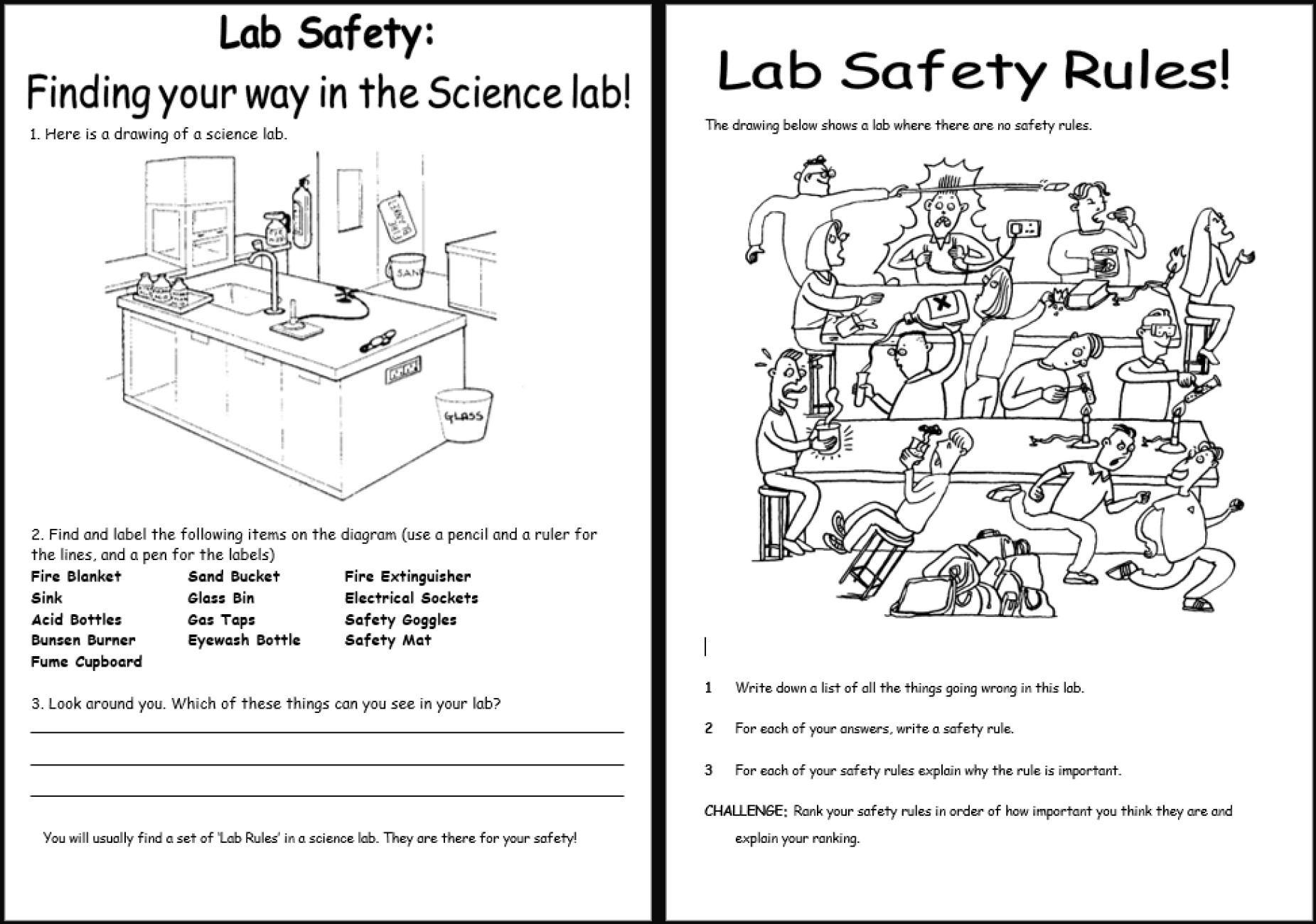 Lab Safety And Hazard Symbols KS3 Science Worksheets Library