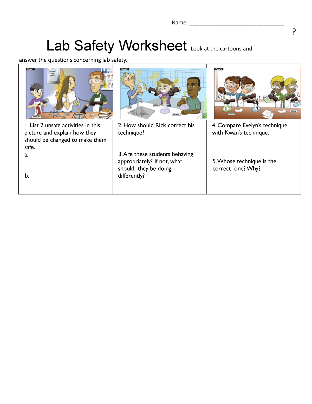lab safety scenarios worksheet answer key