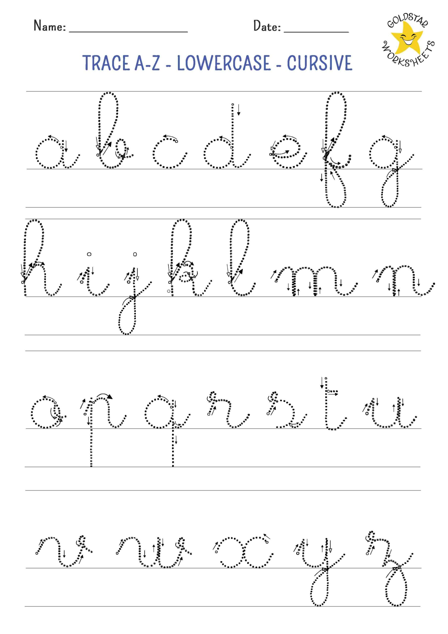cursive alphabet tracing sheet