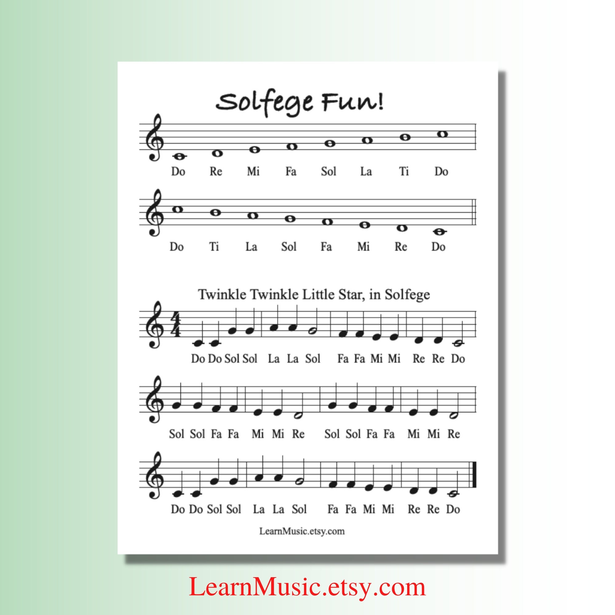 Learn To Read Music With Solfege Twinkle Twinkle Little Star Music For Children Etsy Denmark
