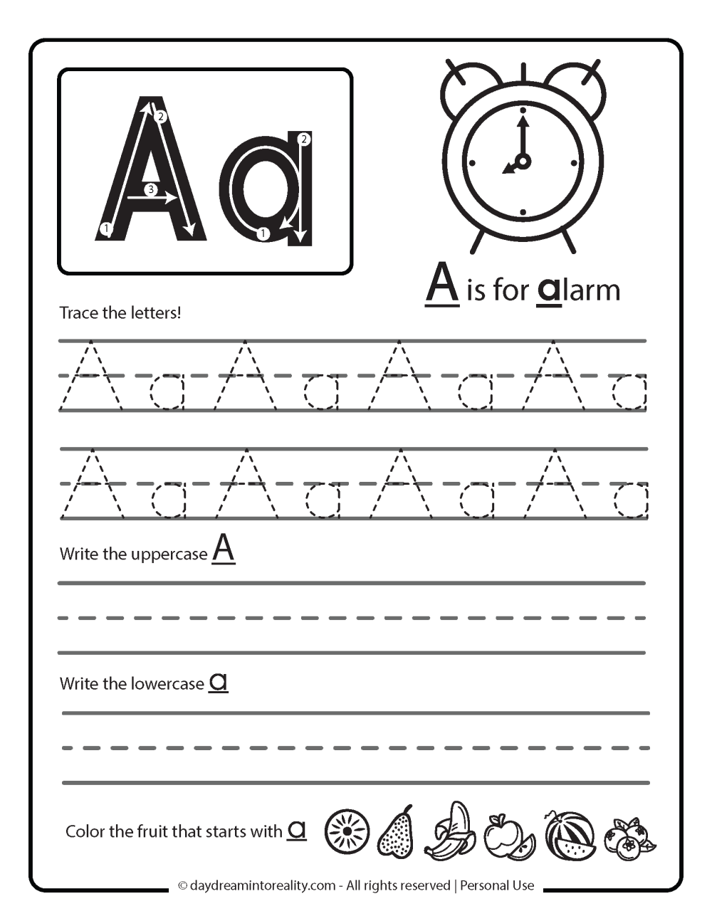 letter a worksheets free printables