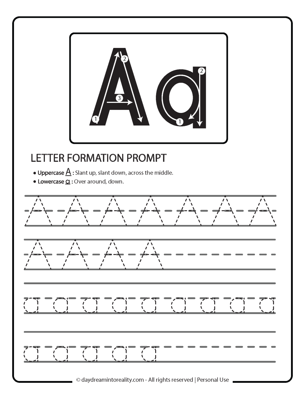 Letter A Worksheets 50 Free PDF Printables Daydream Into Reality