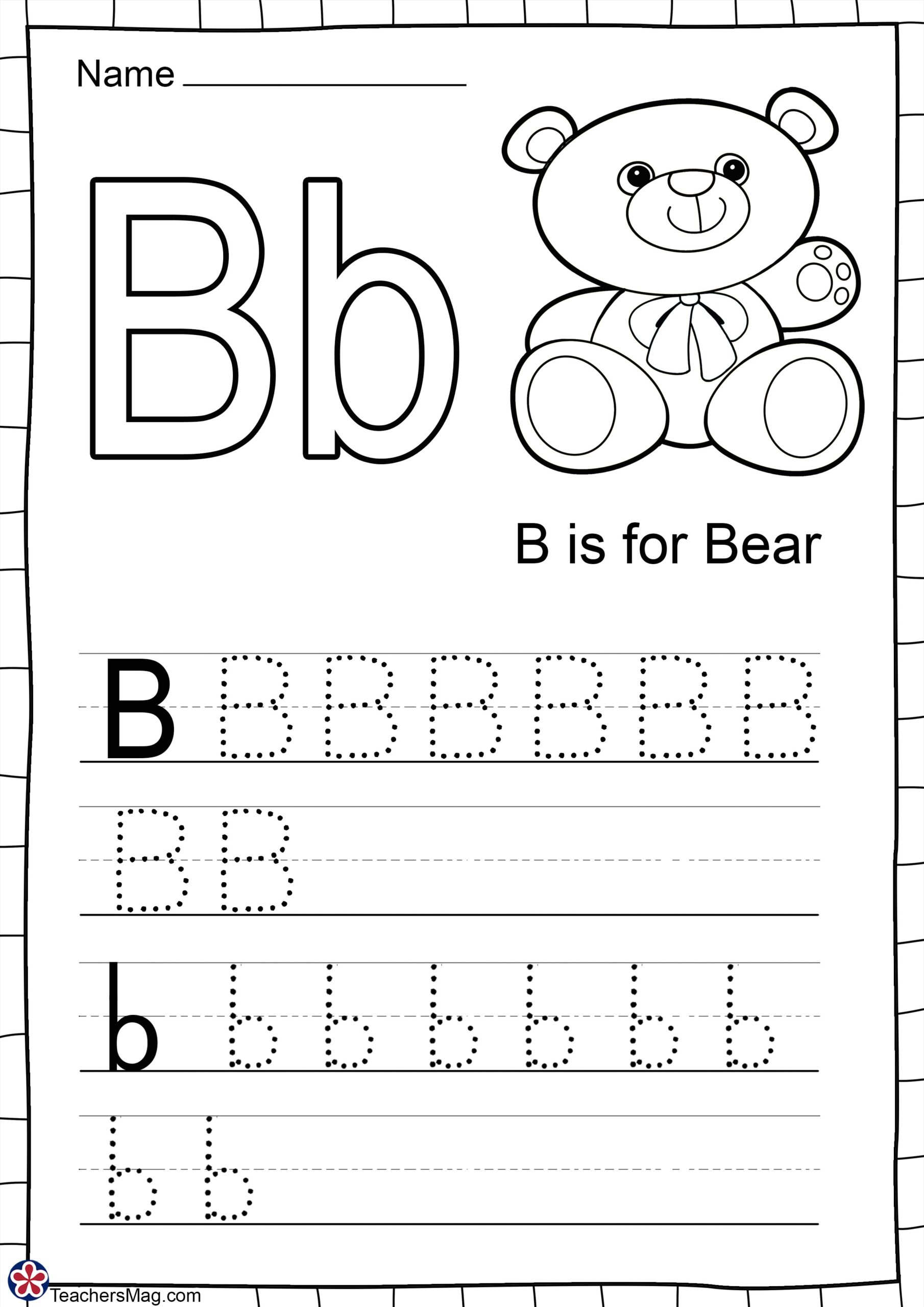 tracing letter b worksheet