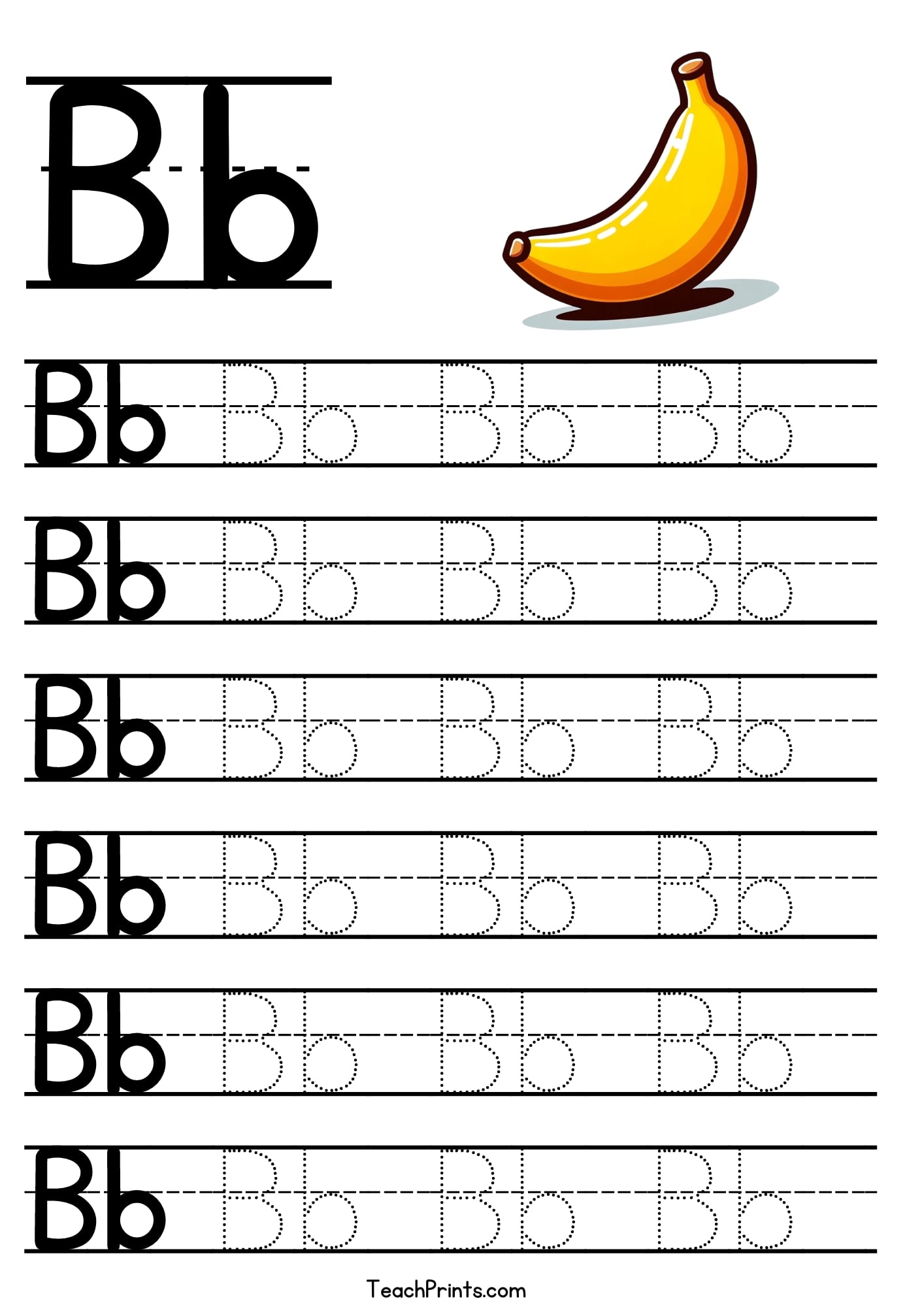Letter B Tracing Worksheet Free Printables Teach Prints