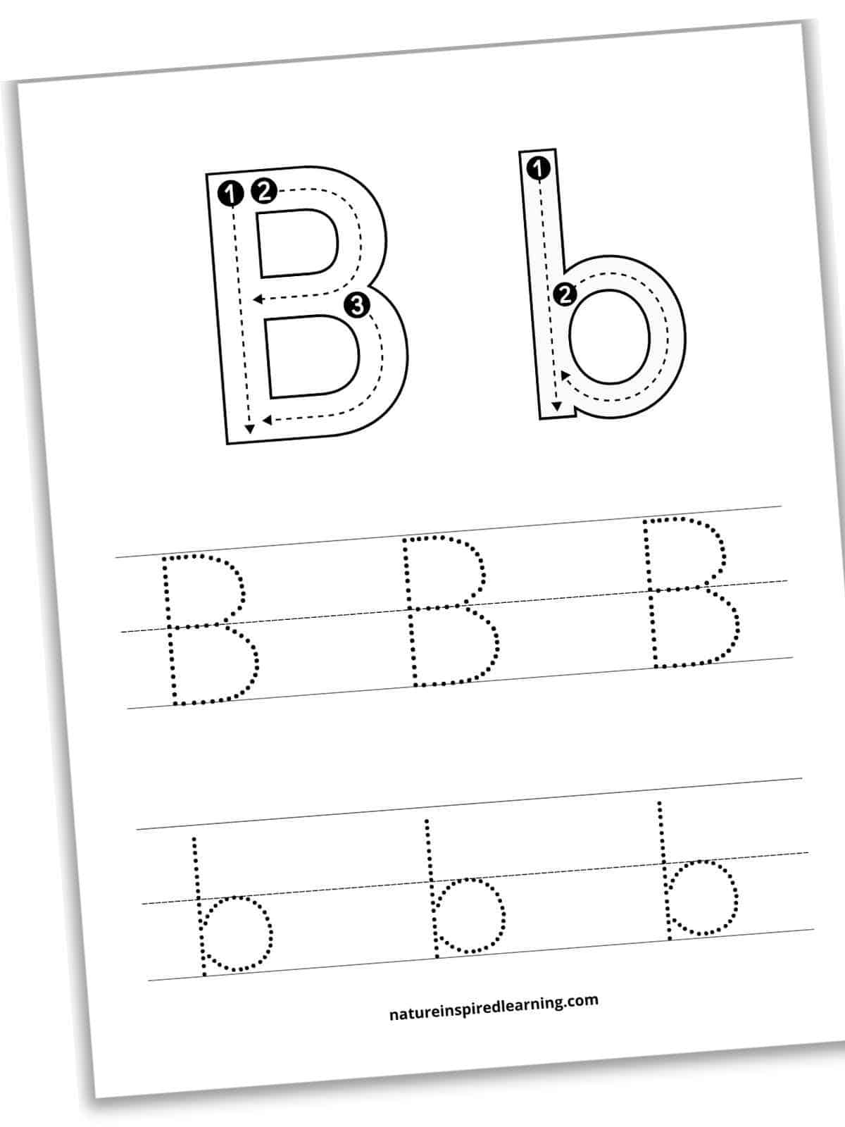 Letter B Tracing Worksheets Printable Nature Inspired Learning Letter B Tracing Worksheets Printable Nature Inspired Learning