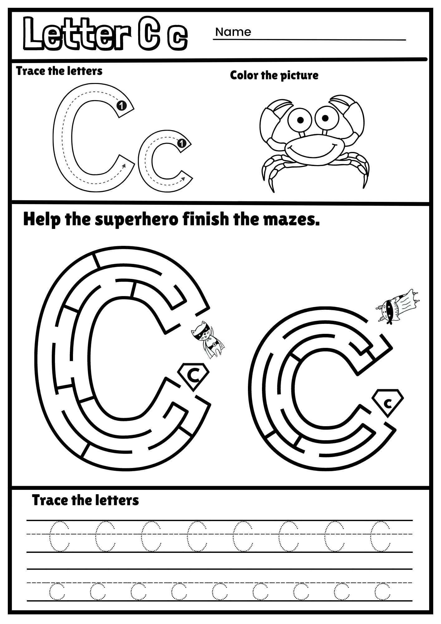 letter c tracing page
