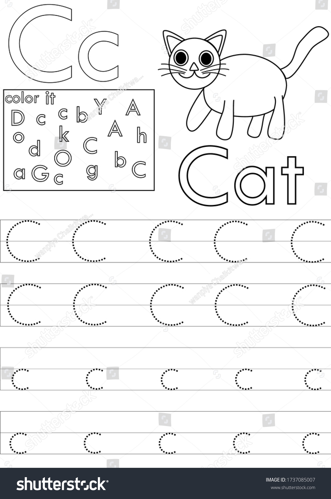 Letter C Worksheet Kindergartenalphabet Tracing Sheet Stock Vector Royalty Free 1737085007 Shutterstock Letter C Worksheet Kindergartenalphabet Tracing Sheet Stock Vector Royalty Free 1737085007 Shutterstock