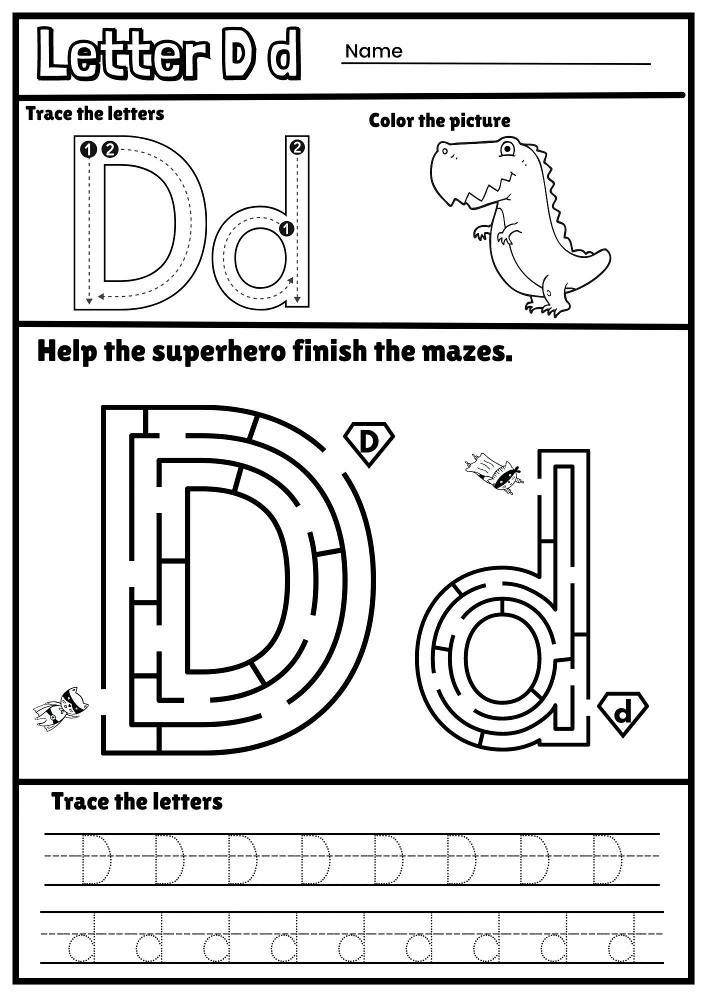 tracing the letter d tracing the letter d