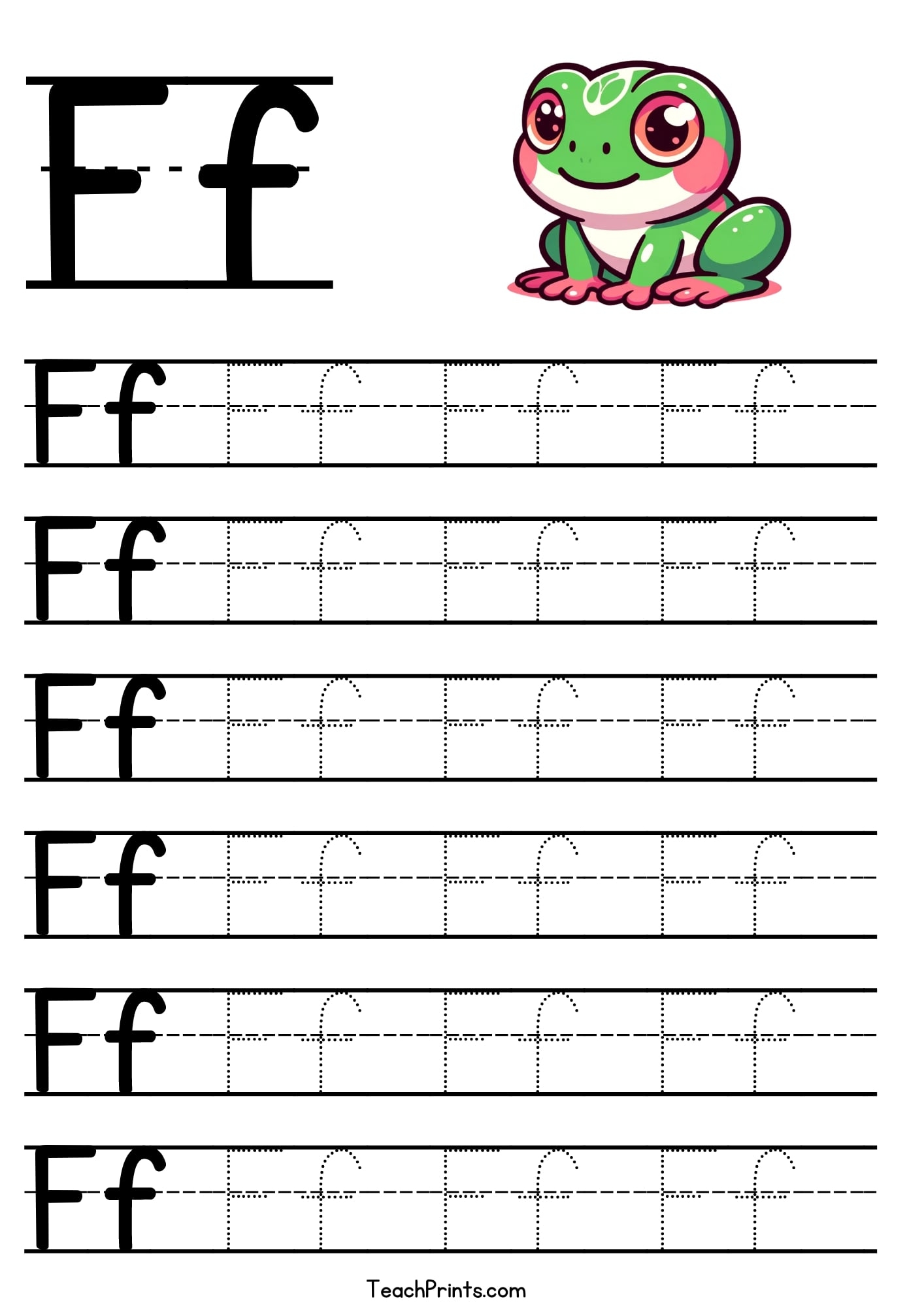 Letter F Tracing Worksheet Free Printables Teach Prints