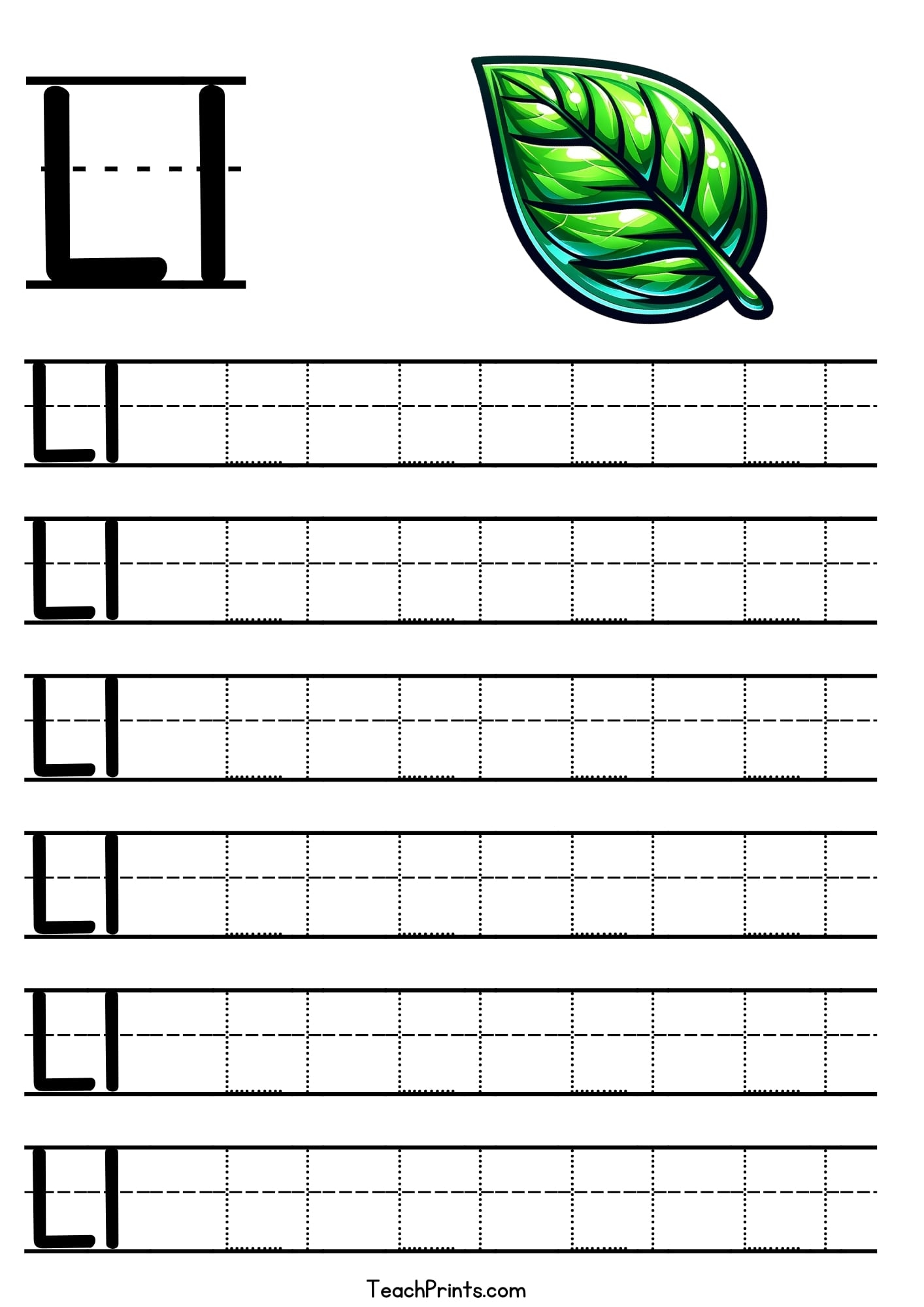 Letter L Tracing Worksheet Free Printables Teach Prints