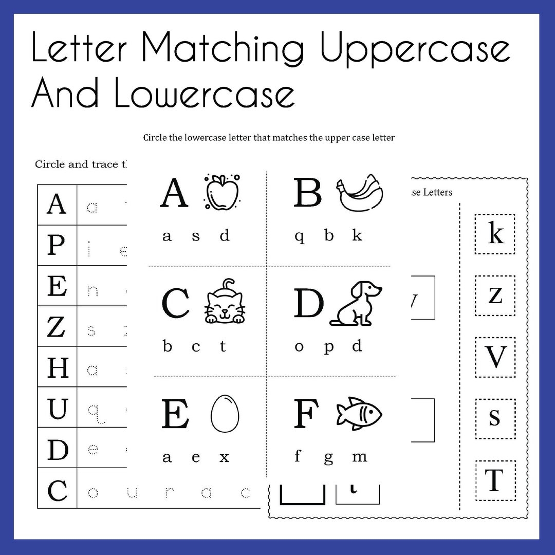Letter Matching Uppercase And Lowercase Worksheets printable PDF Download Grade Levels Prek K Homeschool Etsy Letter Matching Uppercase And Lowercase Worksheets printable PDF Download Grade Levels Prek K Homeschool Etsy