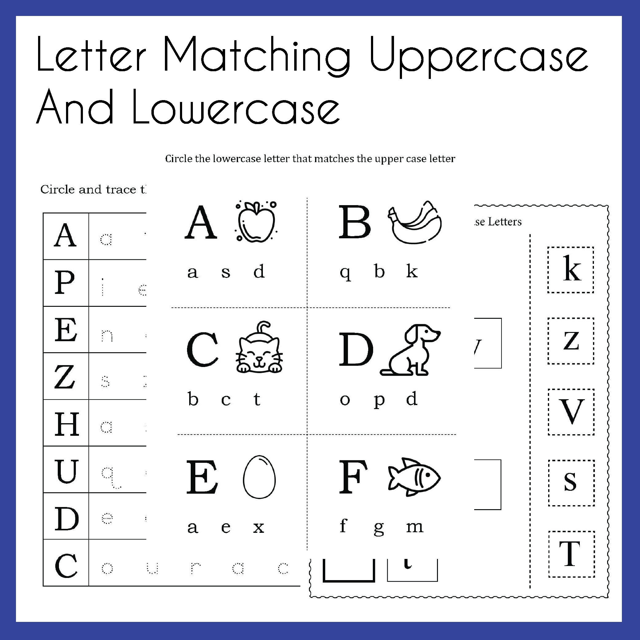 Letter Matching Uppercase And Lowercase Worksheets printable PDF Download Grade Levels Prek K Homeschool Etsy
