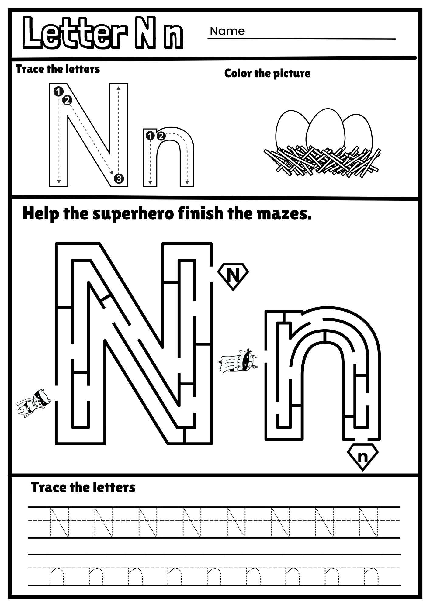 traceable letter n traceable letter n