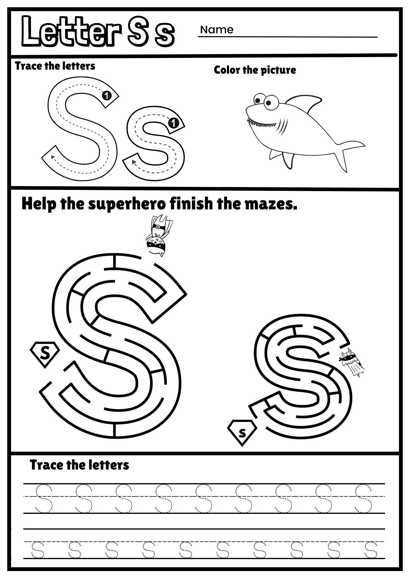 letter s to trace