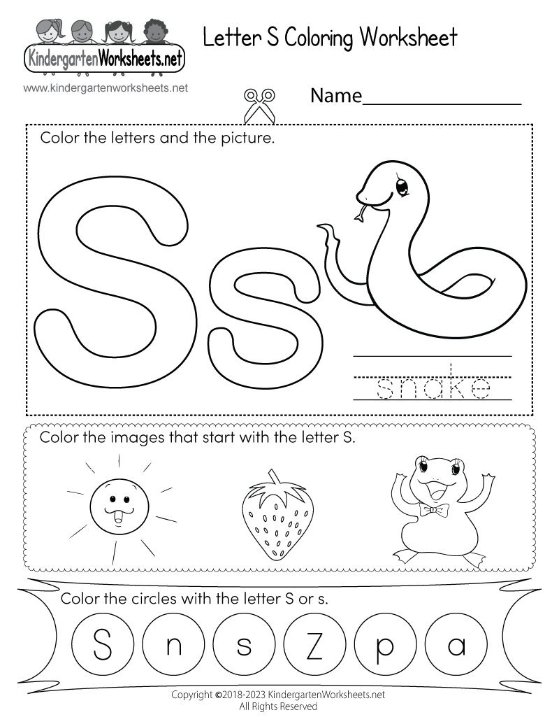 Letter S Coloring Worksheet Free Printable Digital PDF