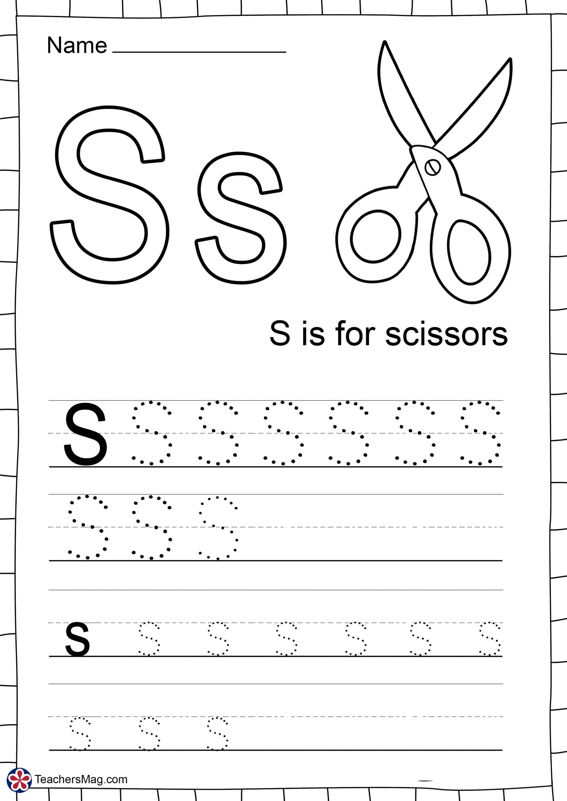 letter s tracing worksheets preschool
