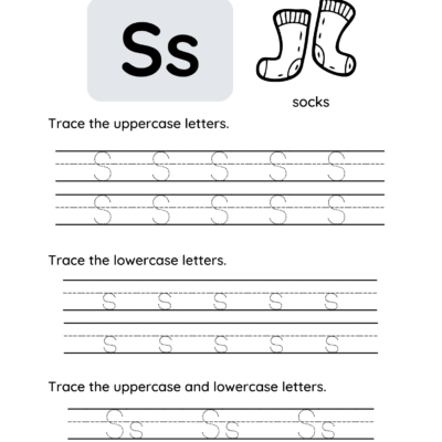 Letter S Tracing Worksheets For Toddlers And Preschool Children