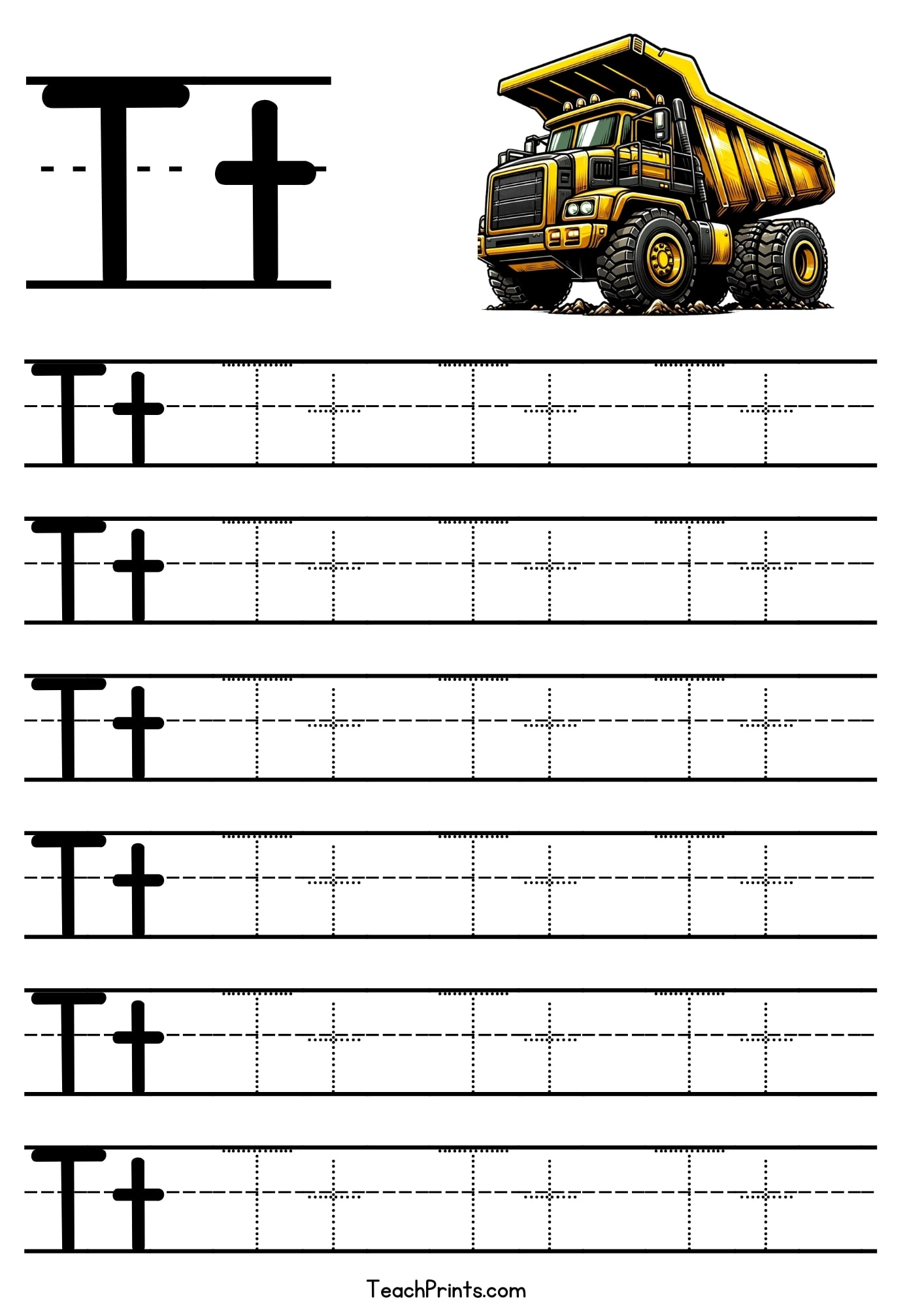 trace the letter t worksheet
