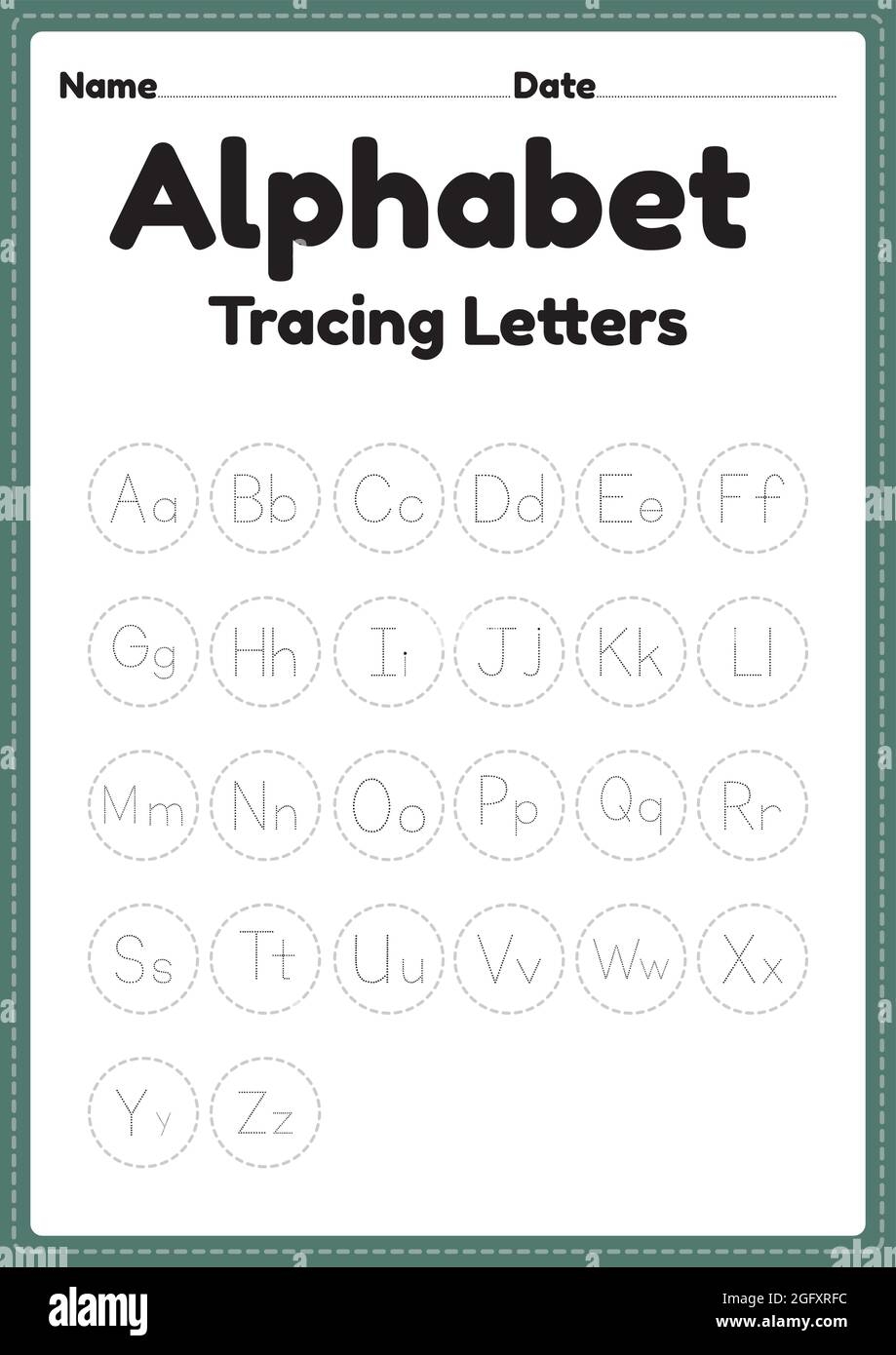 Letter Tracing Alphabet Worksheet For Kindergarten And Preschool Kids For Handwriting Practice And Educational Activities In A Printable Page Stock Vector Image Art Alamy