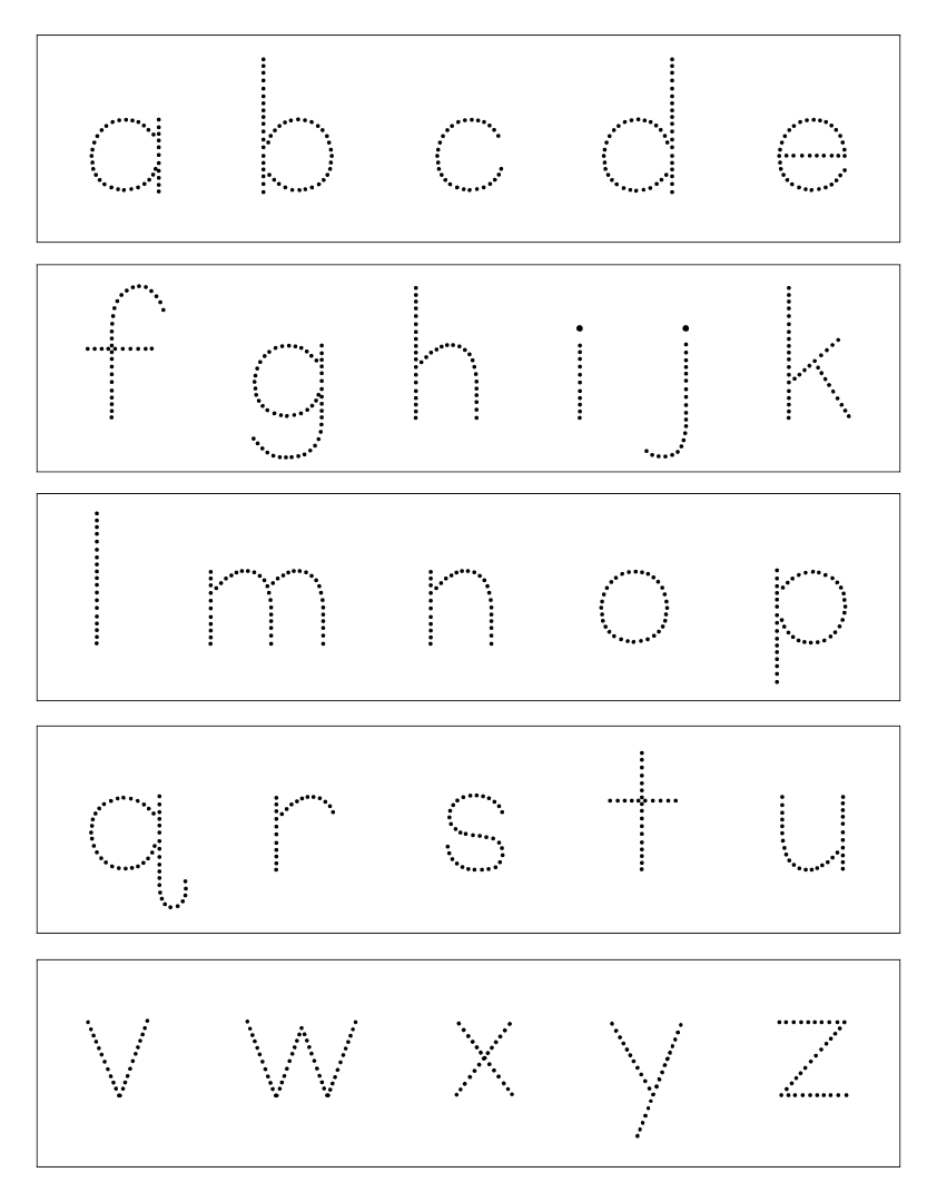 tracing lowercase alphabet letters