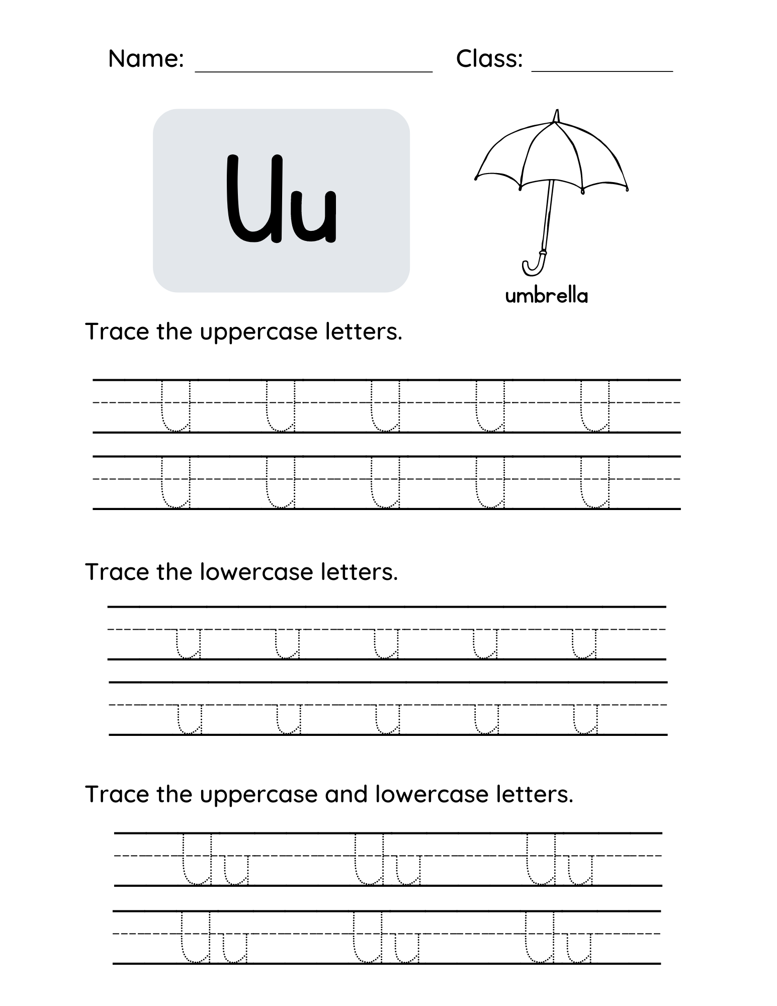 Letter U Tracing Worksheets For Toddlers And Preschool Children Letter U Tracing Worksheets For Toddlers And Preschool Children
