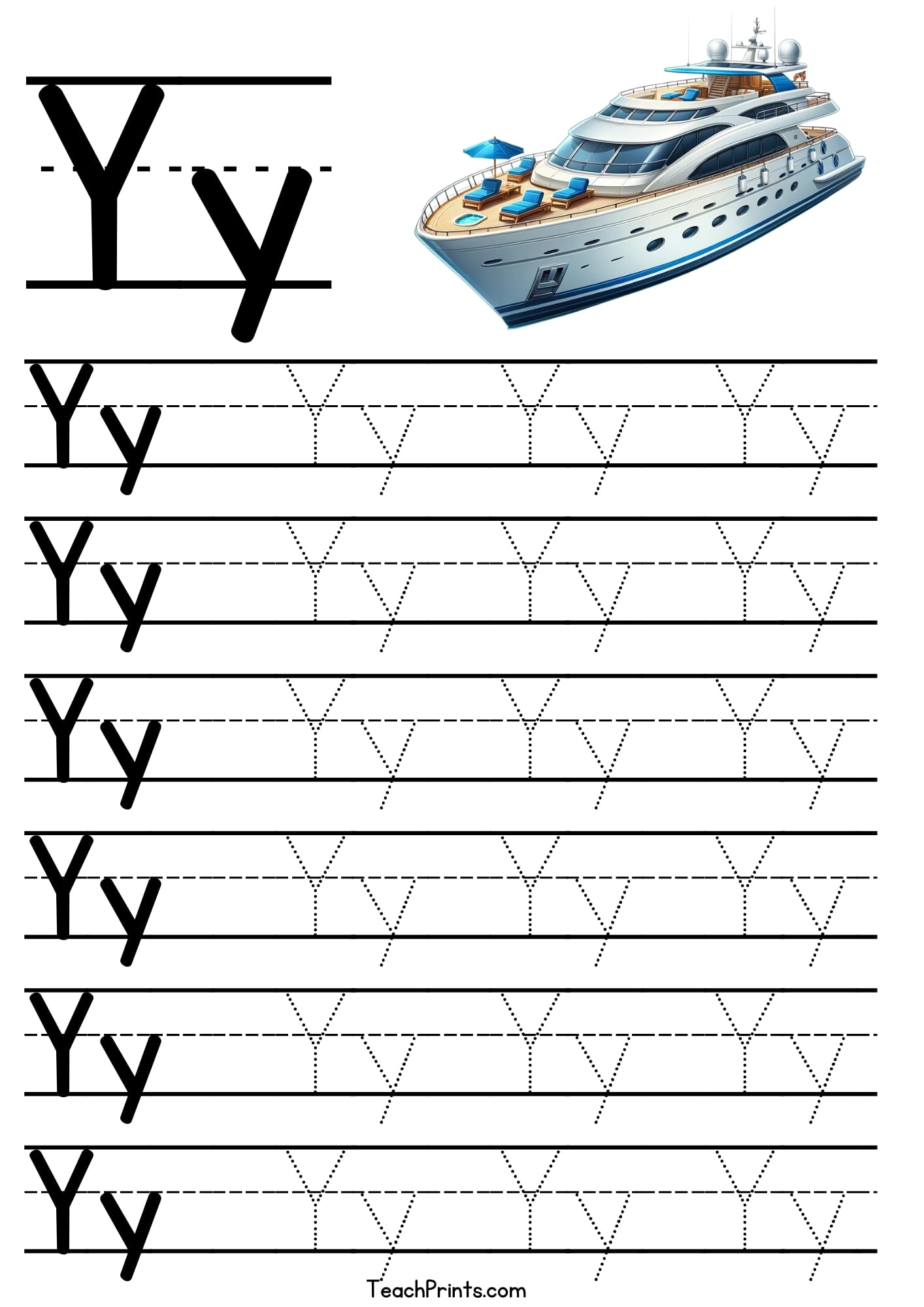 Letter Y Tracing Worksheet Free Printables Teach Prints
