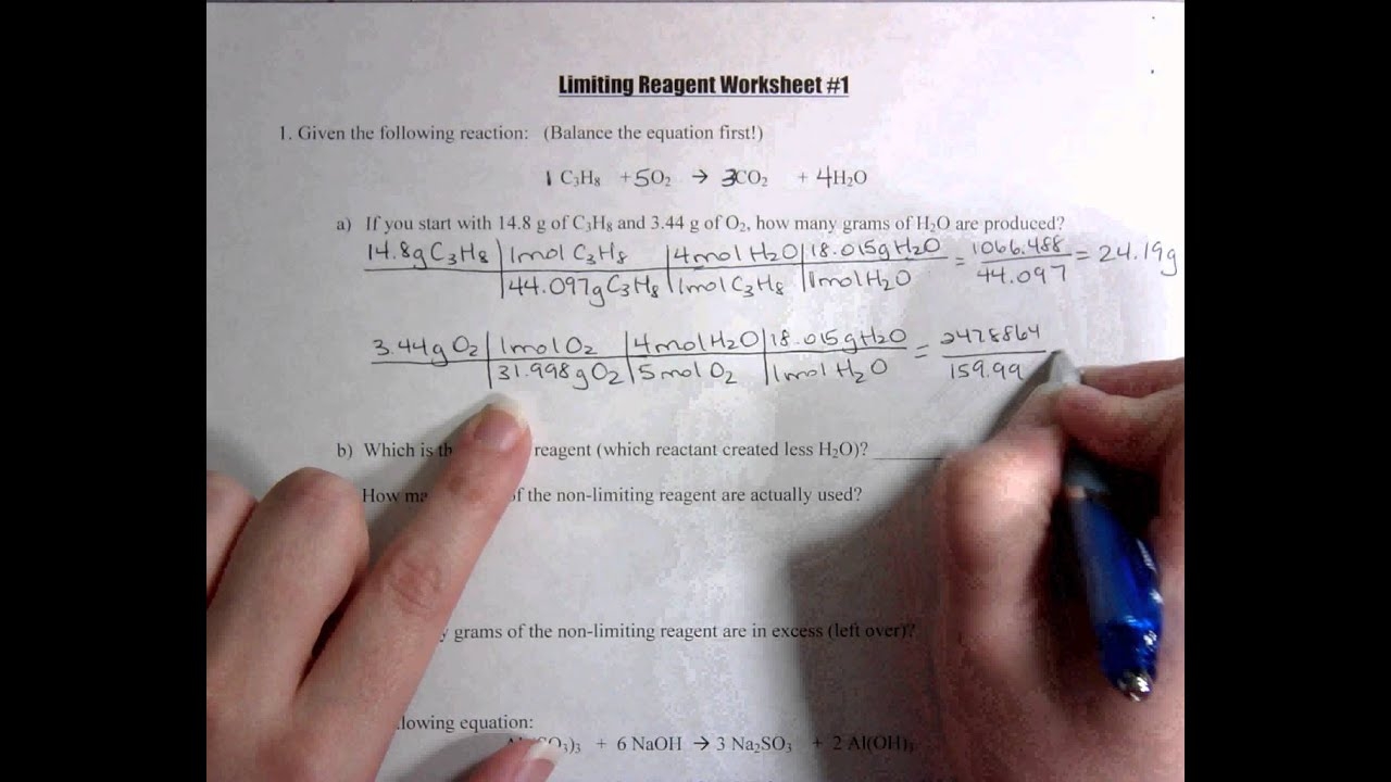 limiting reagent worksheet with answers pdf