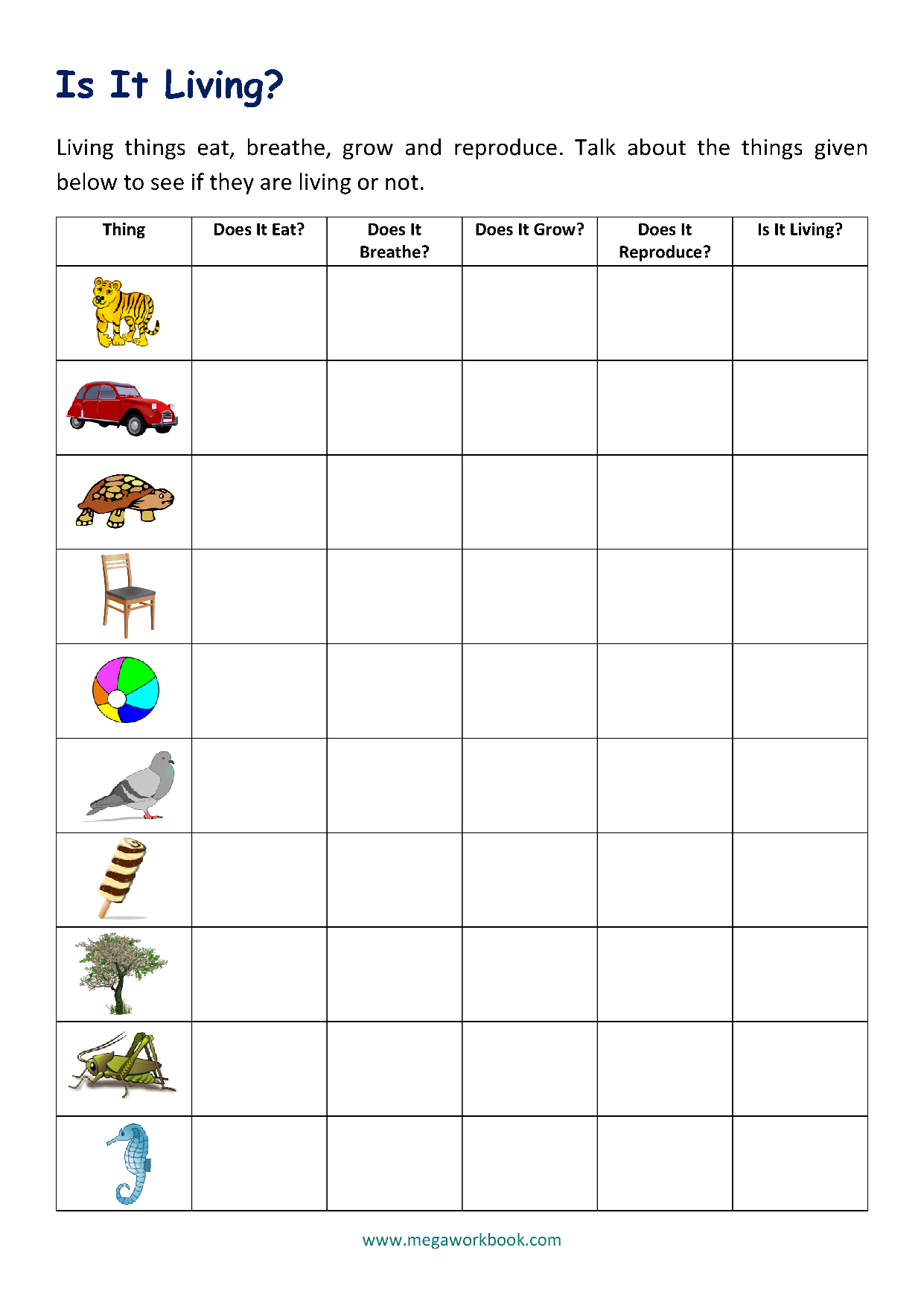 Living And Non Living Things Worksheets Characteristics Of Worksheets Library