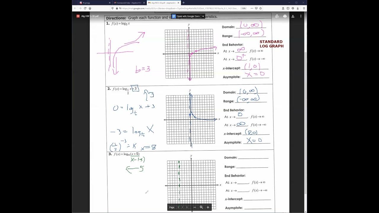 Log Graph Worksheet YouTube