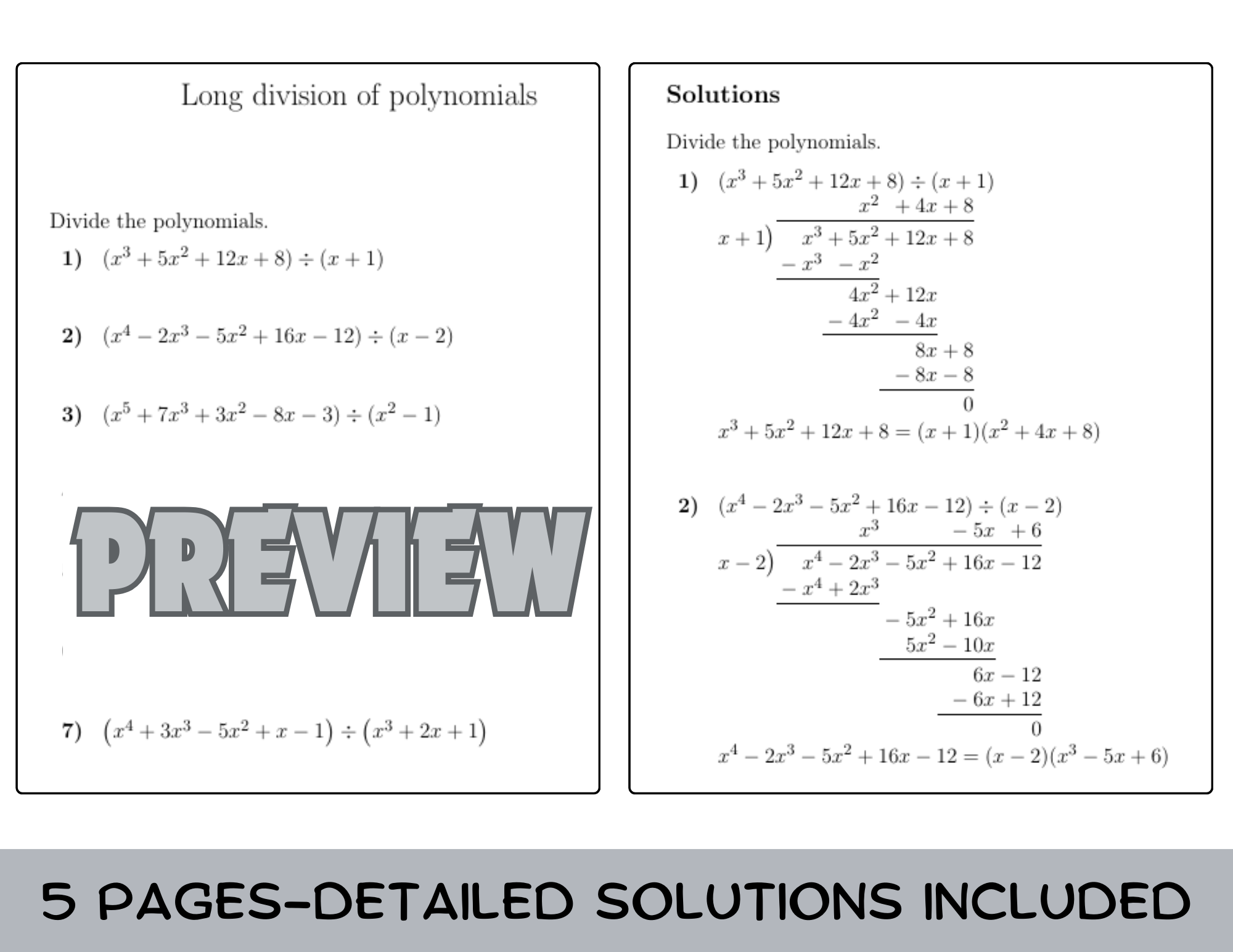 Long Division Of Polynomials Worksheet No 2 with Solutions Teaching Resources Long Division Of Polynomials Worksheet No 2 with Solutions Teaching Resources