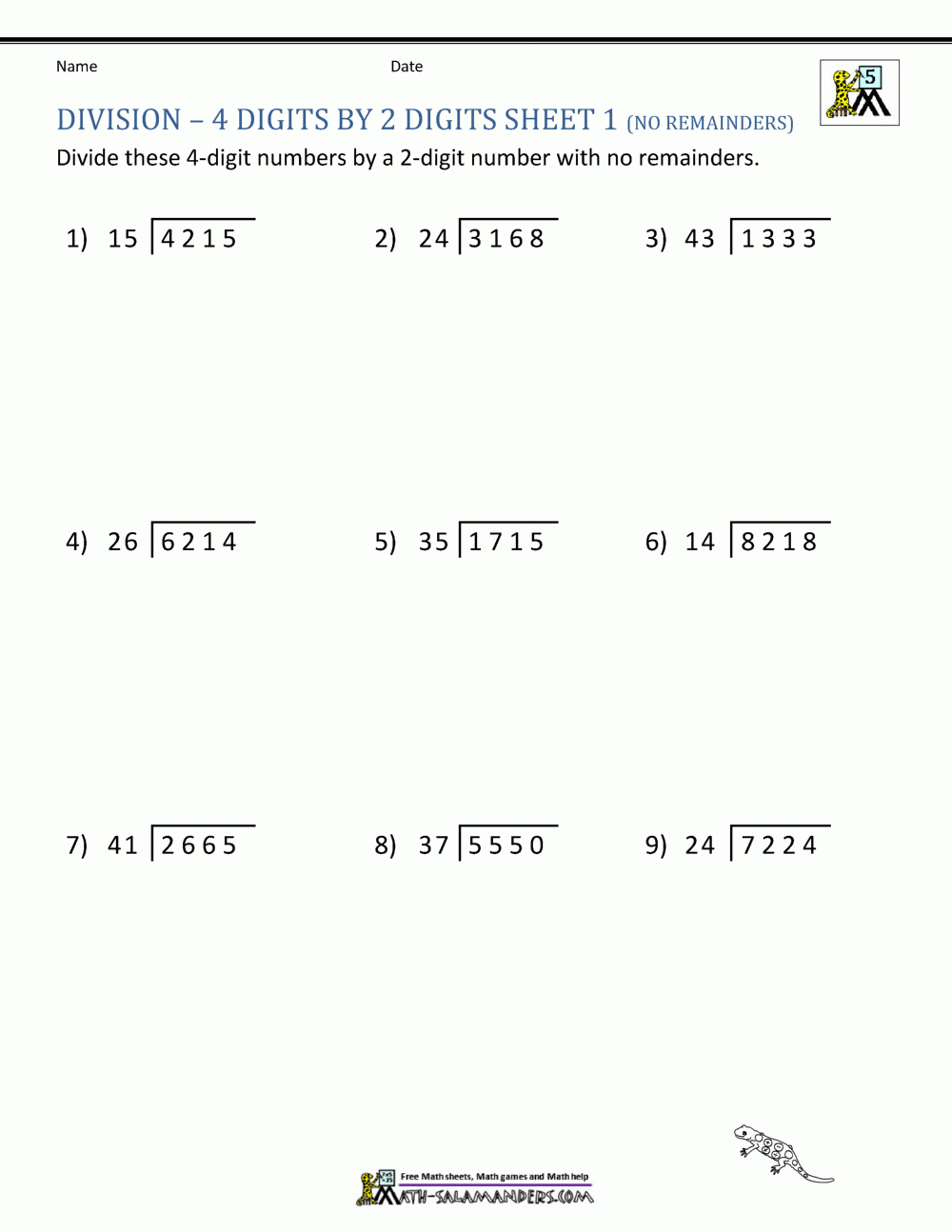 Long Division Worksheets For 5th Grade Long Division Worksheets For 5th Grade